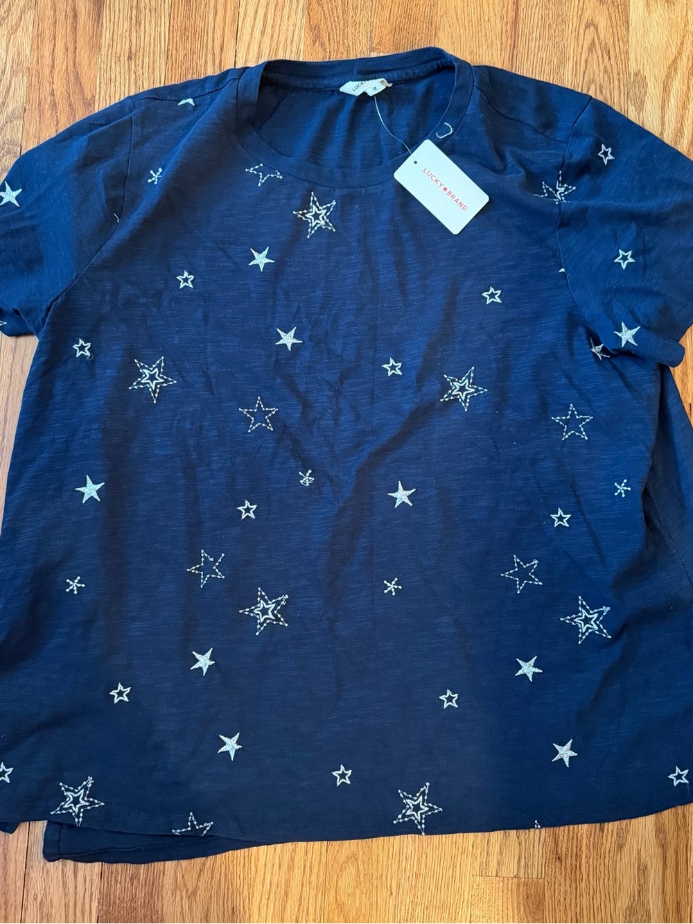 Lucky Brand Navy Tee with Star embroidery